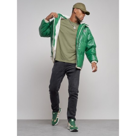 Eco -leather jacket men, size 50, green color-11