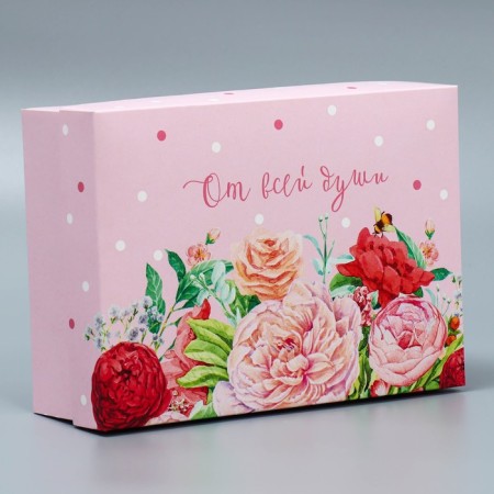 Gift folding box, packaging, "flowers", 21 x 15 x 7 cm-3