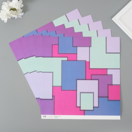 Scrapbooking paper "Bright geometry" density 180 grams set 5 pcs 30.5x32 cm