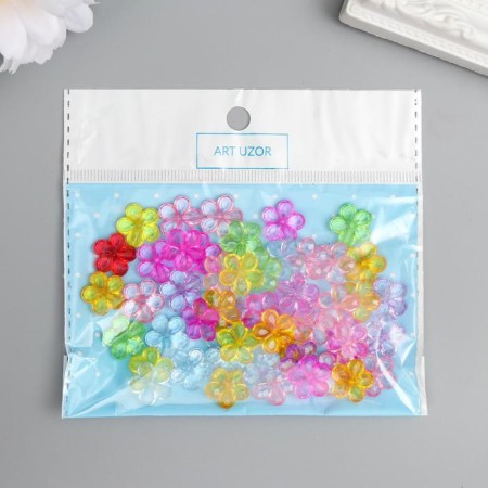 Decor for creativity plastic "Flower" transparent set 50 pcs 1.2x1.2 cm-2