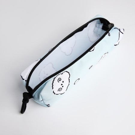Set of School backpack from textiles on lightning, 3 pockets, pencil case, turquoise color-9