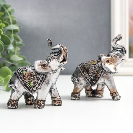 Souvenir Polystone "Elephants in Triangular Propons" set 2 pcs 8x3x7.5 cm-2