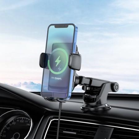 Hoco S35 car holder, wireless charging, for 4.5-6.7 inches, 2 A, black-4