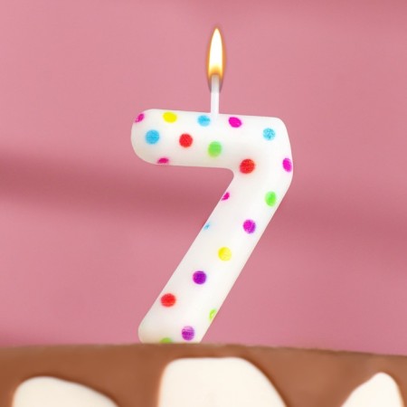 A candle in a cake for a birthday "Color confetti", the number "7", 5.5 cm