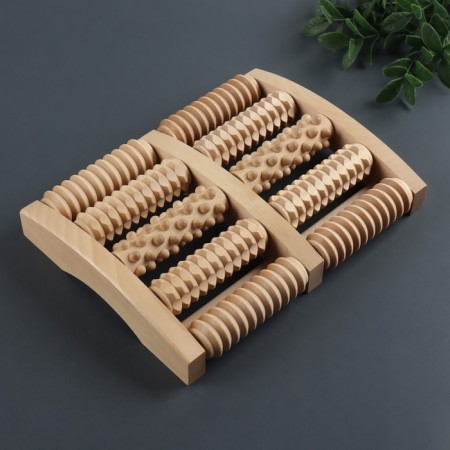 Massage "Drums", 24.5 × 19.5 × 4 cm, wooden, 5 combined rows-3