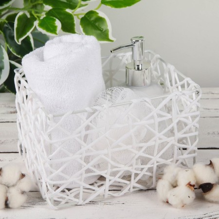 Storage basket wicker handmade shade "Web", 19 × 15 × 12 cm, white color