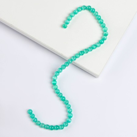 Beads made of natural stone "Cat Eye" set of 50 pcs., 1 pc. -8 mm, light green-2