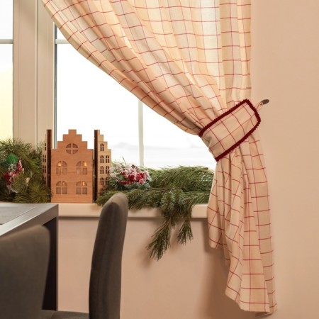 New Year. A set of curtains for the kitchen with Ethel Bright Cage. 150x180cm-2pcs, 100% HL-2
