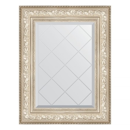 Mirror with engraving in the baguette frame, vignette silver 109 mm, 60x78 cm