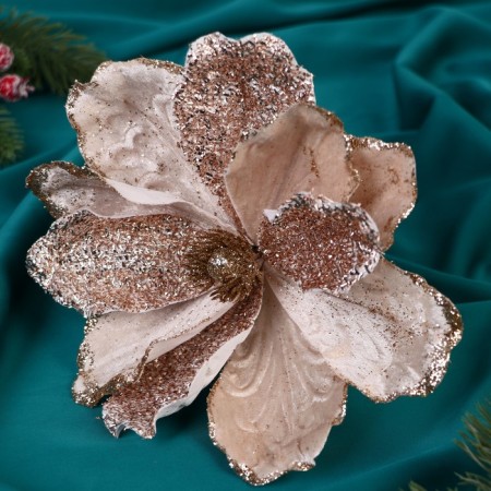 Decor "Winter Flower" Assorted leaves, 18x20 cm, pink-beige-1
