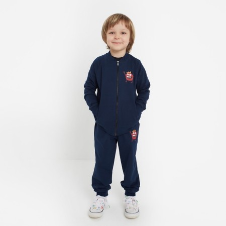 Set for a boy (jumper, cocoon), dark blue color, height 116 cm