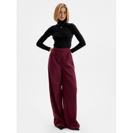 Female Palazzo trousers, minku, burgundy color, size 48-2