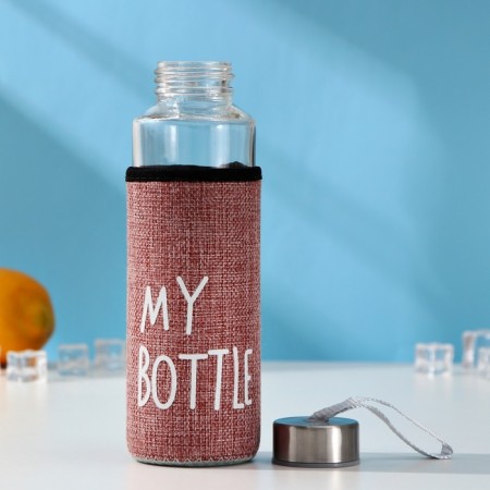 A glass bottle in a rattan case, 400 ml, h = 20 cm, mix color-1