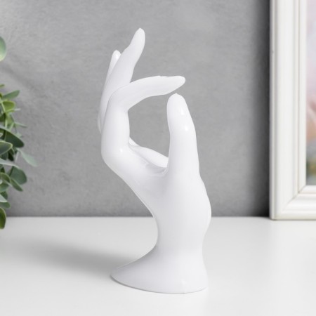 Souvenir Polystone stand for jewelry "Hand" White 16.5x8 cm-3