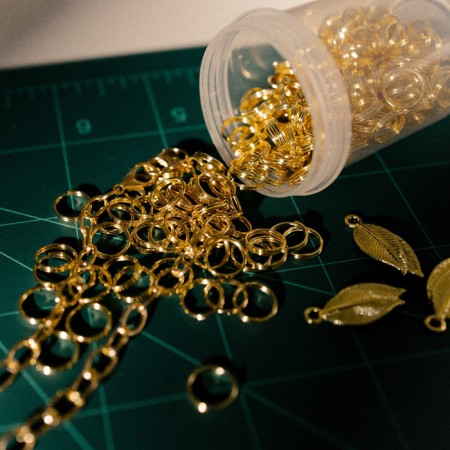 Double connective ring 0.9 cm (set 50 g, ± 310 pcs.) SM-1028, color gold-2