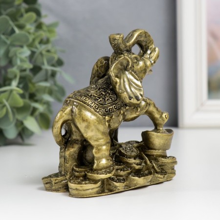 NECK Polystone "Elephant with coins" of bronze 8.5x8 cm-2