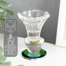 Подсвечник стекло на 1 свечу "Кристалл конус - голография" 8,5х5,5х5,5 см