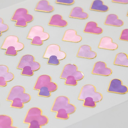Plastic sticker "Hearts. Holography" mix 10.2x19 cm-2