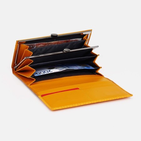 Women's wallet on magnets, yellow color-2