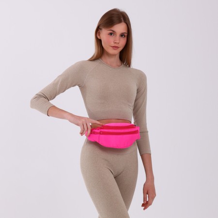Lightning waist bag, 2 pockets, pink color-6