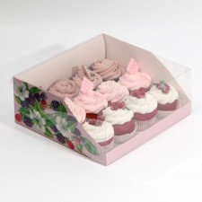 Confectionery box with PVC lid, packaging, “berries”, 25 x 22.5 x 10 cm
