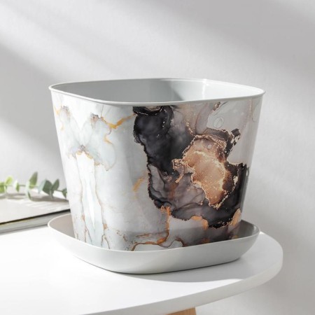 Pot with the pallet "Marble", 3.7 liters, the color is light gray