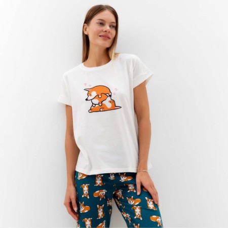 Home female "Corgi" (T -shirt/pants), white/green color, size 46-1