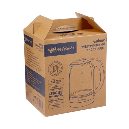 Electric kettle Happy Panda HP-2709SPBK, glass, 1.8 l, 1800 watts, black-7