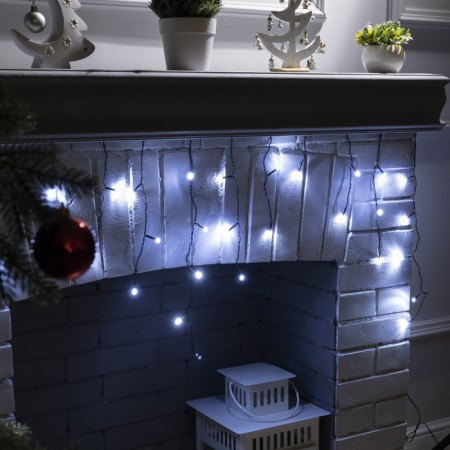 Garland "fringe" 1.8 × 0.5 m, IP20, dark thread, 48 LED, white glow, 8 modes, 220 V-1