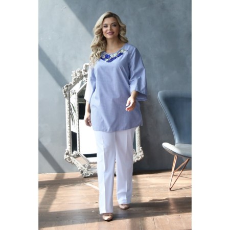 Female blouse, size 54, blue color-3