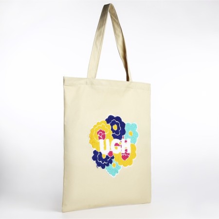 Textile choper with ugh embroidery, 40x35 cm, beige color-4