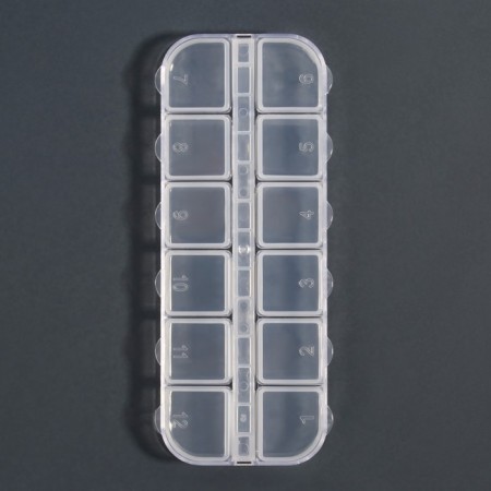 Organizer for decor, 12 cells, 13 × 5.3 × 1.3 cm, the color is transparent-6