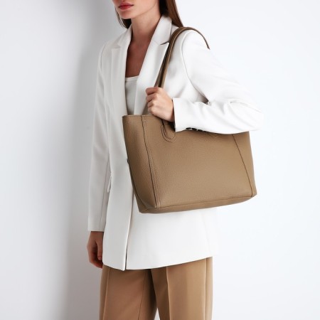Zipper bag with lightning, beige color-5