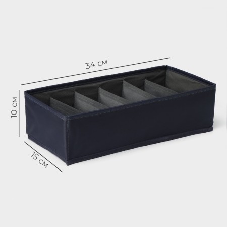 Organizer for linen 6 cells LadOM, 34x15x10 cm, graphite color-1