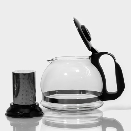 The teapot glass tender “Illusion”, 1.5 l, with metal sieve, black color-1