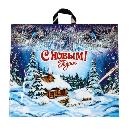 New Year. Package "Farm", plastic with a loop pen, 60x50 cm.