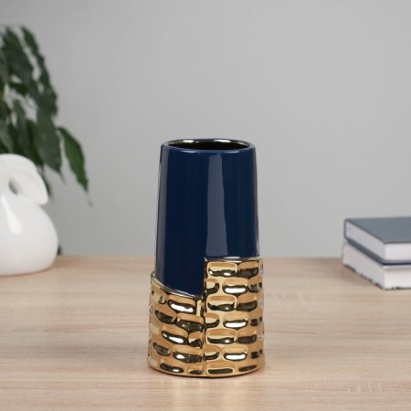 VAZA Ceramics Table "Cosmin" Pipe, D-7CM, 18x9.5 cm, blue-golden