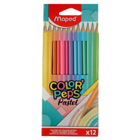 Pencils 12 colors Maped Color` Peps Pastel, triangular, shock -resistant, cardboard, case