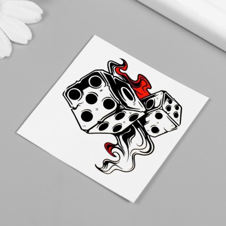 Black-red body tattoo "Playing cubes" 6x6 cm-1