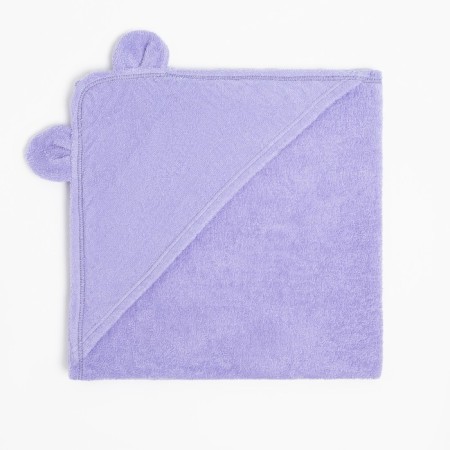 Set for bathing crumbs I (ocorous towel 85*85 ± 2cm, towel 40*55cm, mittens), lilac color-2