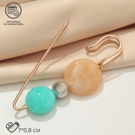 Trio pin, 7 cm, mint-brown color in gold-2