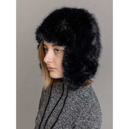 Children's fur cap, size 52, black color-3