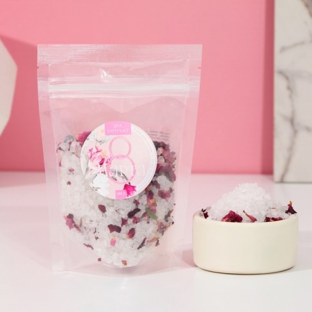 Bath salt "Happy March 8", with rose petals, 150g