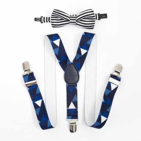 Set of children's suspenders and a butterfly tie "Geometry"