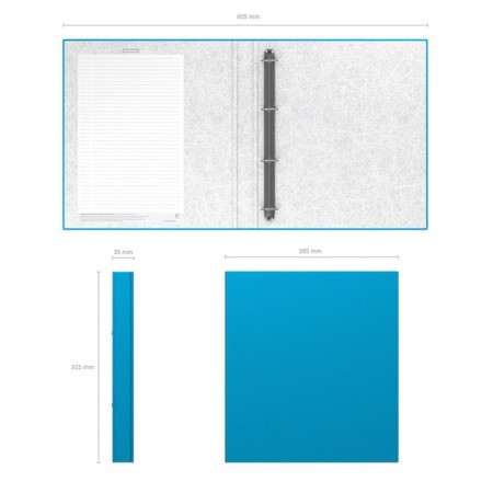 Folder on 4 rings A4, Erichkrause Neon, 35 mm, 1750 microns, laminated, hard cover, blue-2