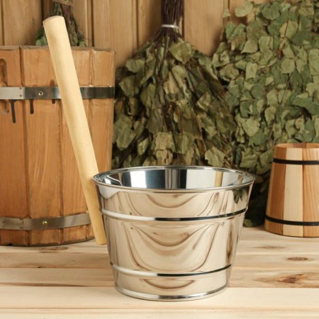 Dousing bucket, metal, with a wooden handle, 3 liters