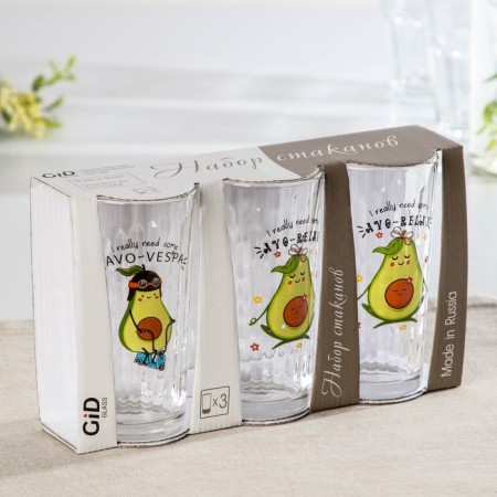 A set of glasses "Avocado", 230 ml, 3 pcs, Mix drawing-16