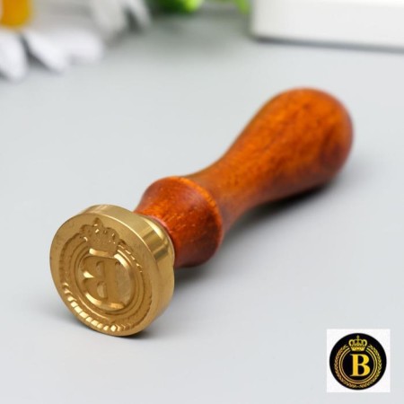 Printing for wax with a wooden handle "Crown with the letter B" 9x2.5x2.5 cm