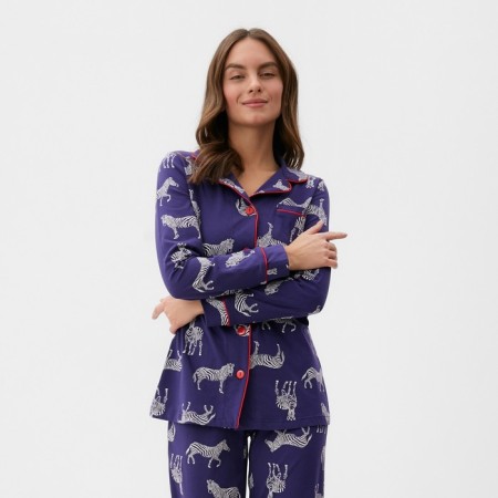 Female pajamas (shirt and trousers) KAFTAN Zebra size 40-42, Blue color-1