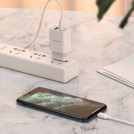 Network charger Borofone BA53A, 2XUSB, 2.1 A, white-2